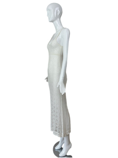 ANNA MOLINARI 90s/00s Vintage Ivory White Crochet Knit Dress
