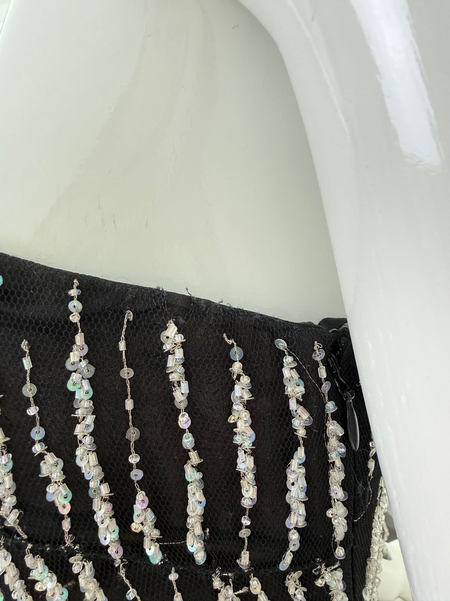 VERA WANG 1999 Vintage Iridescent Beaded & Sequin Column Evening Gown