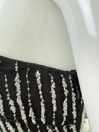 VERA WANG 1999 Vintage Iridescent Beaded & Sequin Column Evening Gown