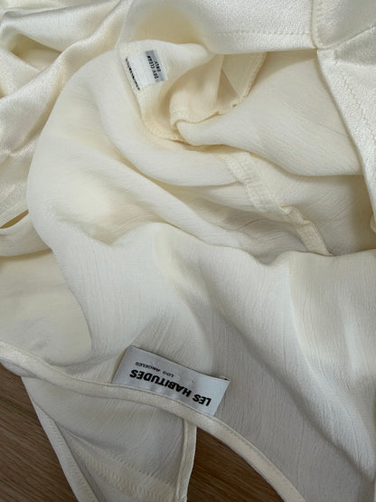 LES HABITUDES 90's Vintage Ivory White Crinkle Slip Gown