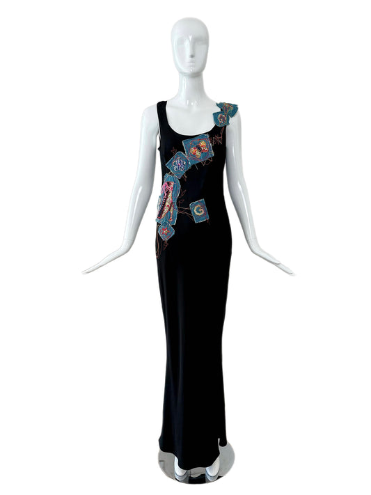 JOHN GALLIANO 2002 Vintage 3D Y2K Patchwork Embroidered Evening Gown