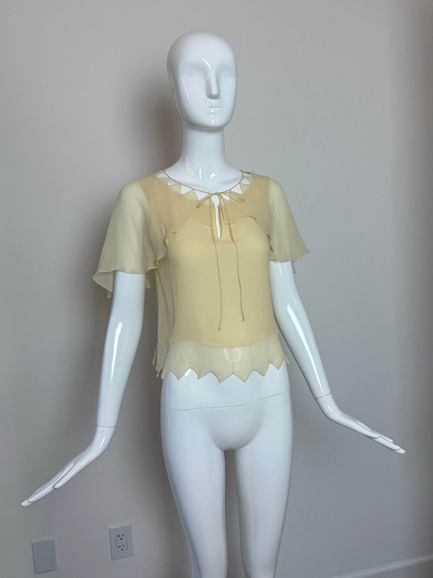 CHANEL 2003 Vintage Runway Silk Vanilla Blouse