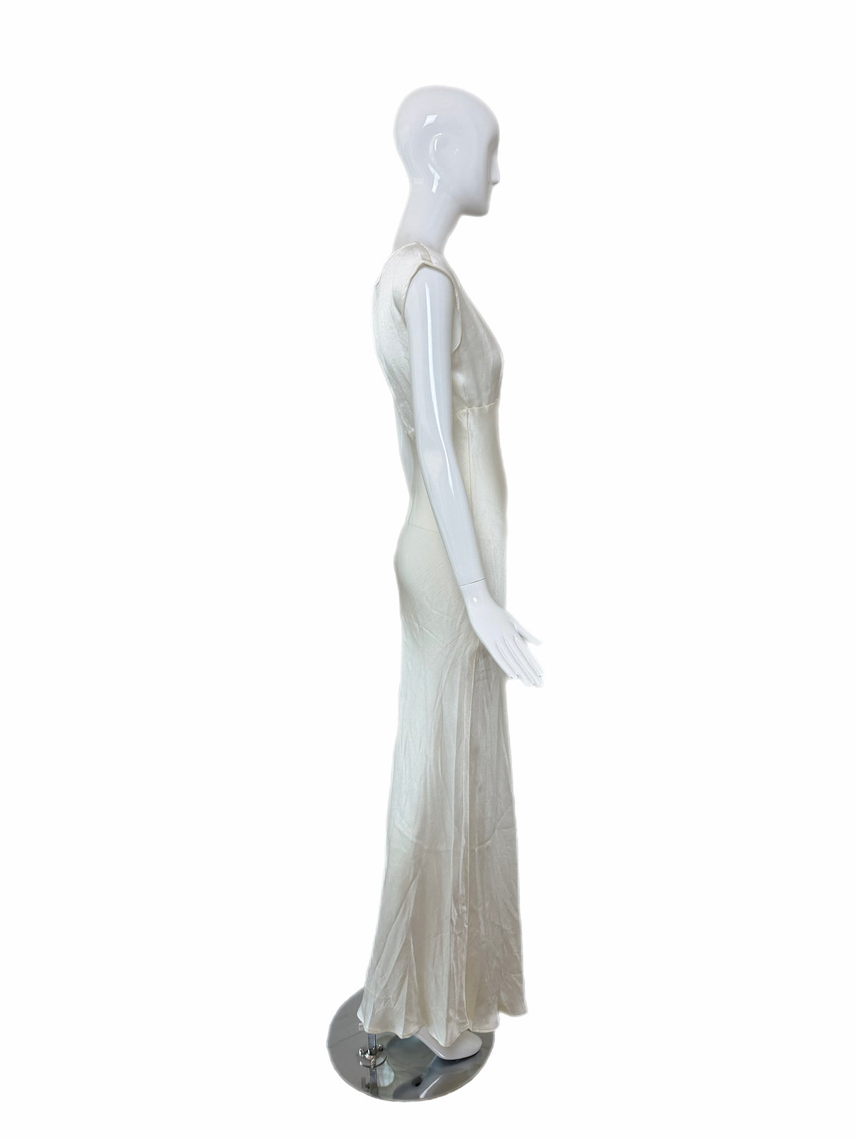 LES HABITUDES 90's Vintage Ivory White Crinkle Slip Gown