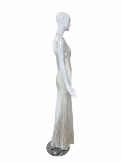 LES HABITUDES 90's Vintage Ivory White Crinkle Slip Gown