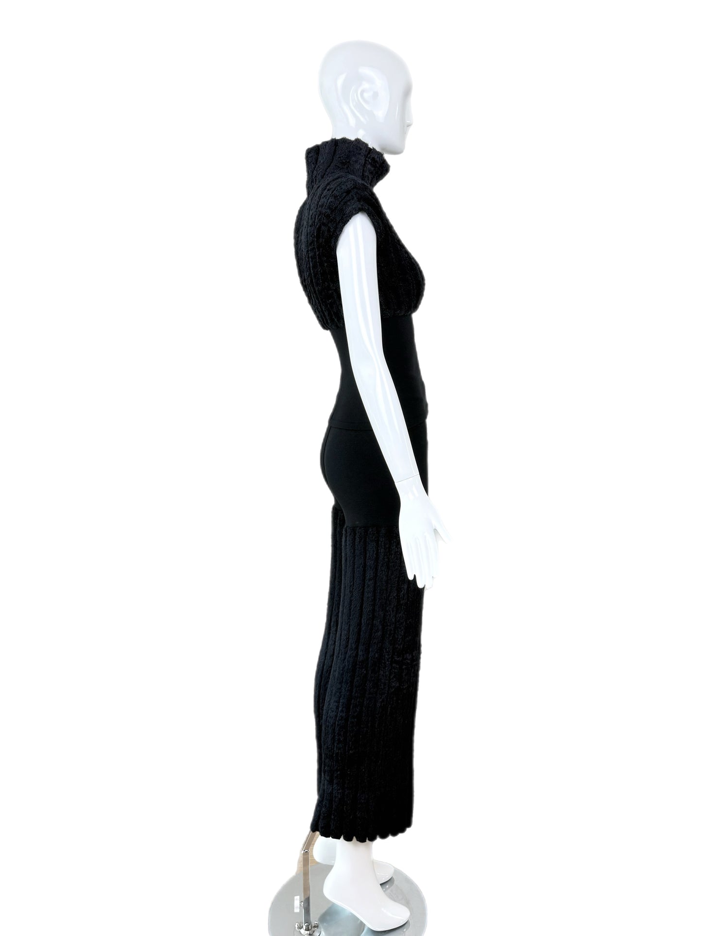 AZZEDINE ALAIA 1994 Vintage Black Chenille Pant Set