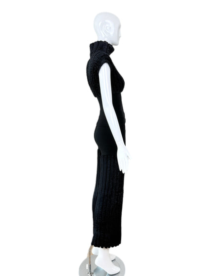AZZEDINE ALAIA 1994 Vintage Black Chenille Pant Set
