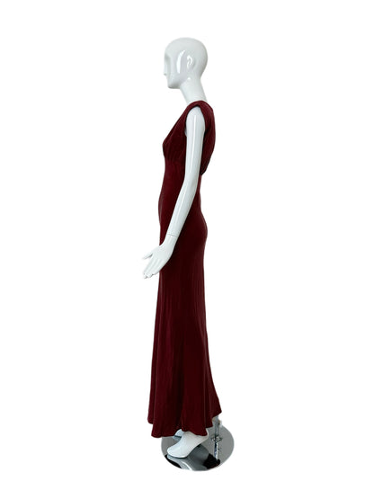 LES HABITUDES 90's Vintage Dusty Burgundy Floral Neckline Slip Gown
