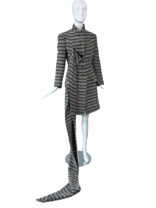 JOHN GALLIANO 1999 Vintage Wool Coat w. Oversized Scarf