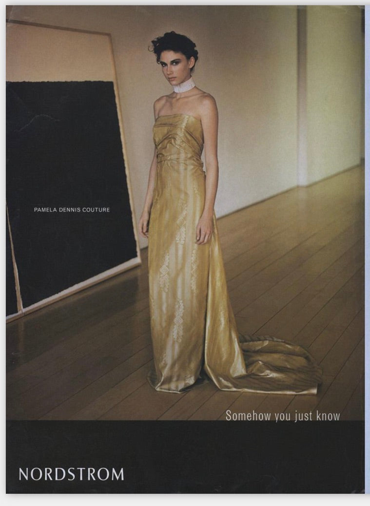 PAMELA DENNIS COUTURE 1998 Vintage Silk Evening Gown w. Train