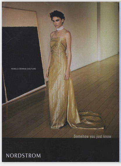 PAMELA DENNIS COUTURE 1998 Vintage Silk Evening Gown w. Train