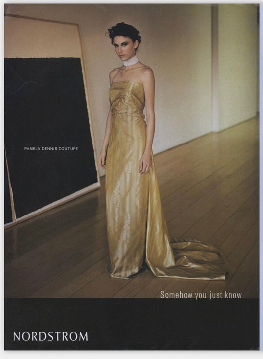PAMELA DENNIS COUTURE 1998 Vintage Silk Evening Gown w. Train