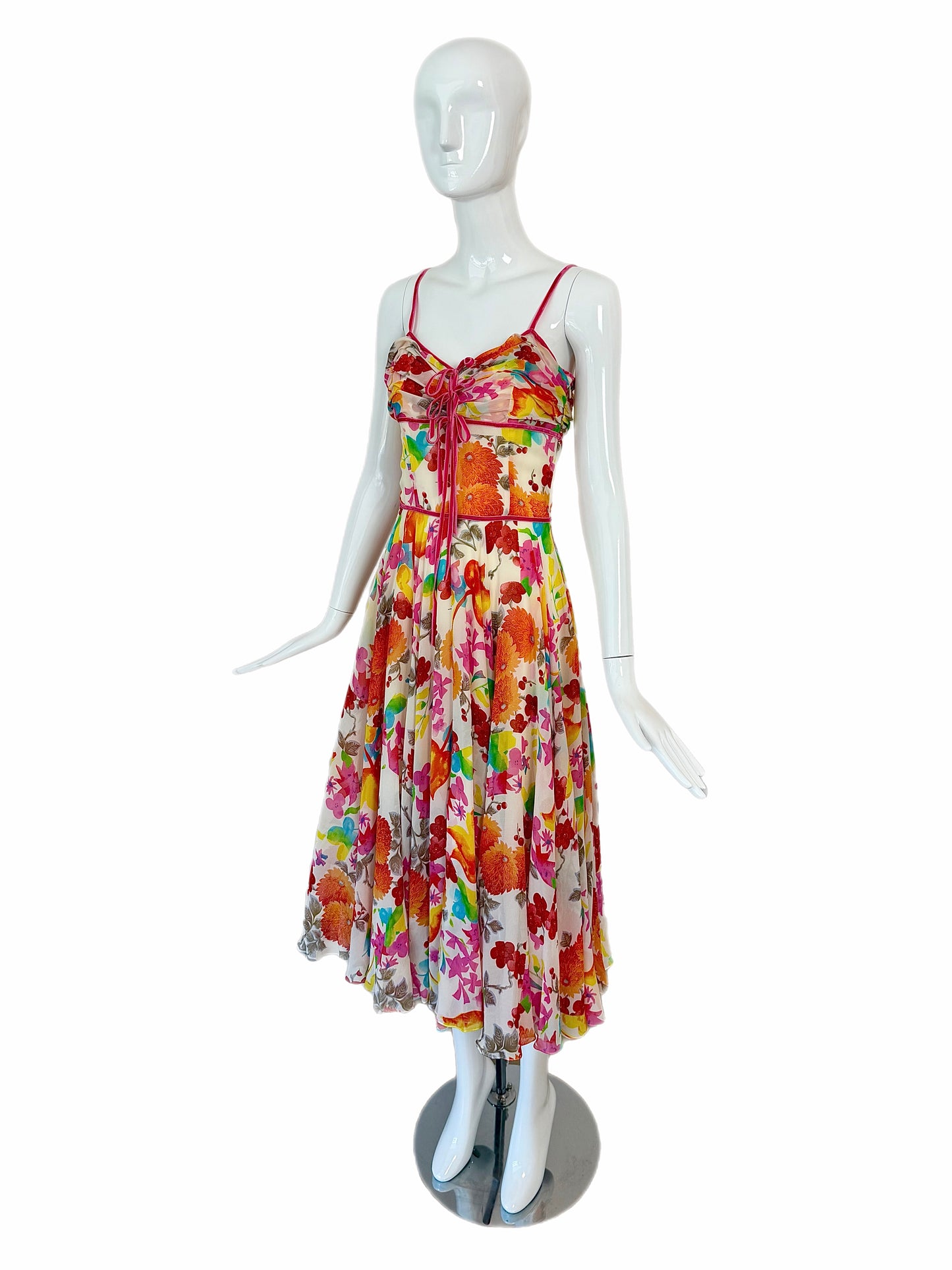 DIOR by JOHN GALLIANO 2006 Vintage Silk Floral Midi Dress
