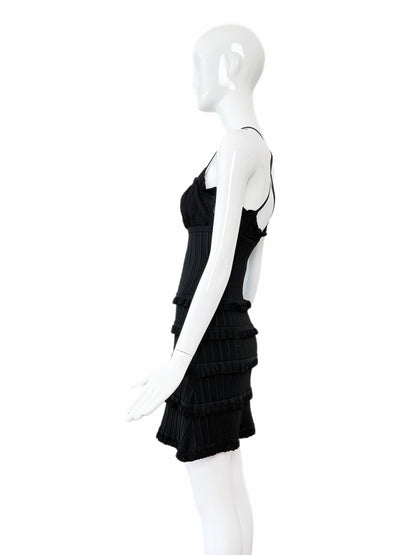 HERVE LEGER 90's Vintage Black Ruffle Mini Dress