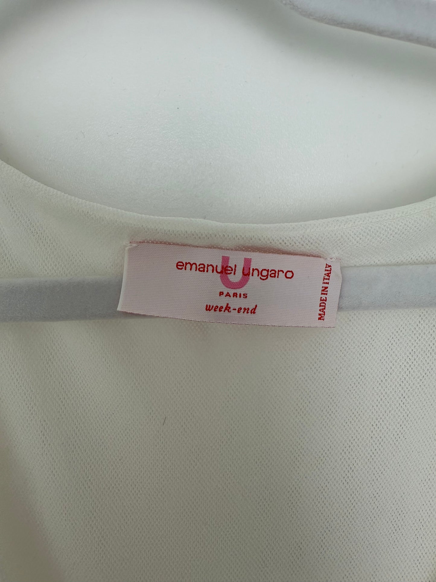 EMANUEL UNGARO Vintage 3D Floral Design White Long Maxi Dress