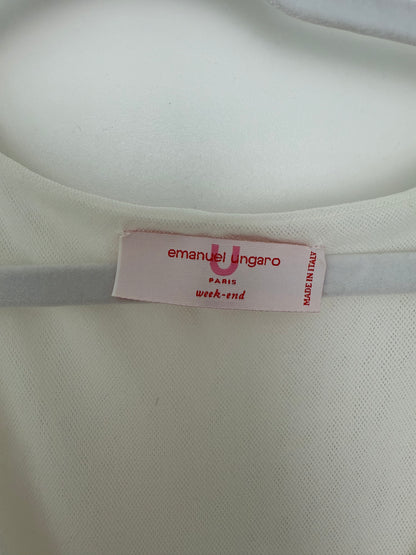 EMANUEL UNGARO Vintage 3D Floral Design White Long Maxi Dress