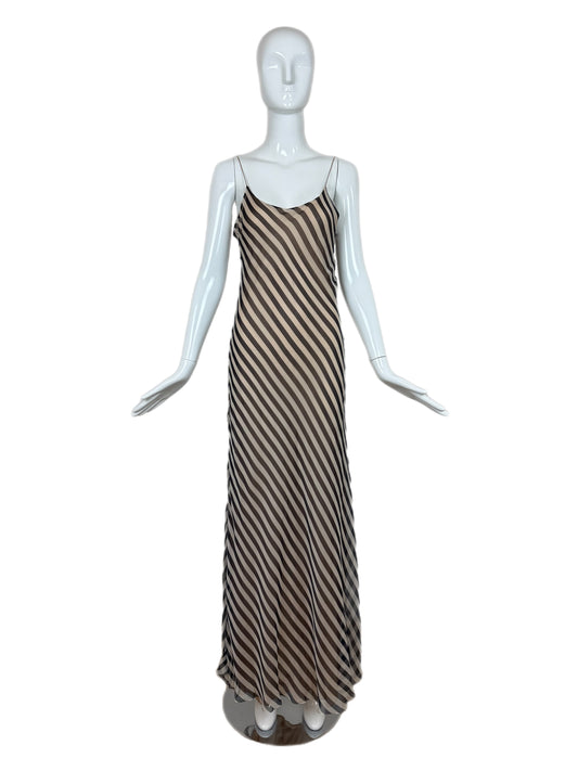 BILL BLASS Vintage Silk Striped Maxi Dress