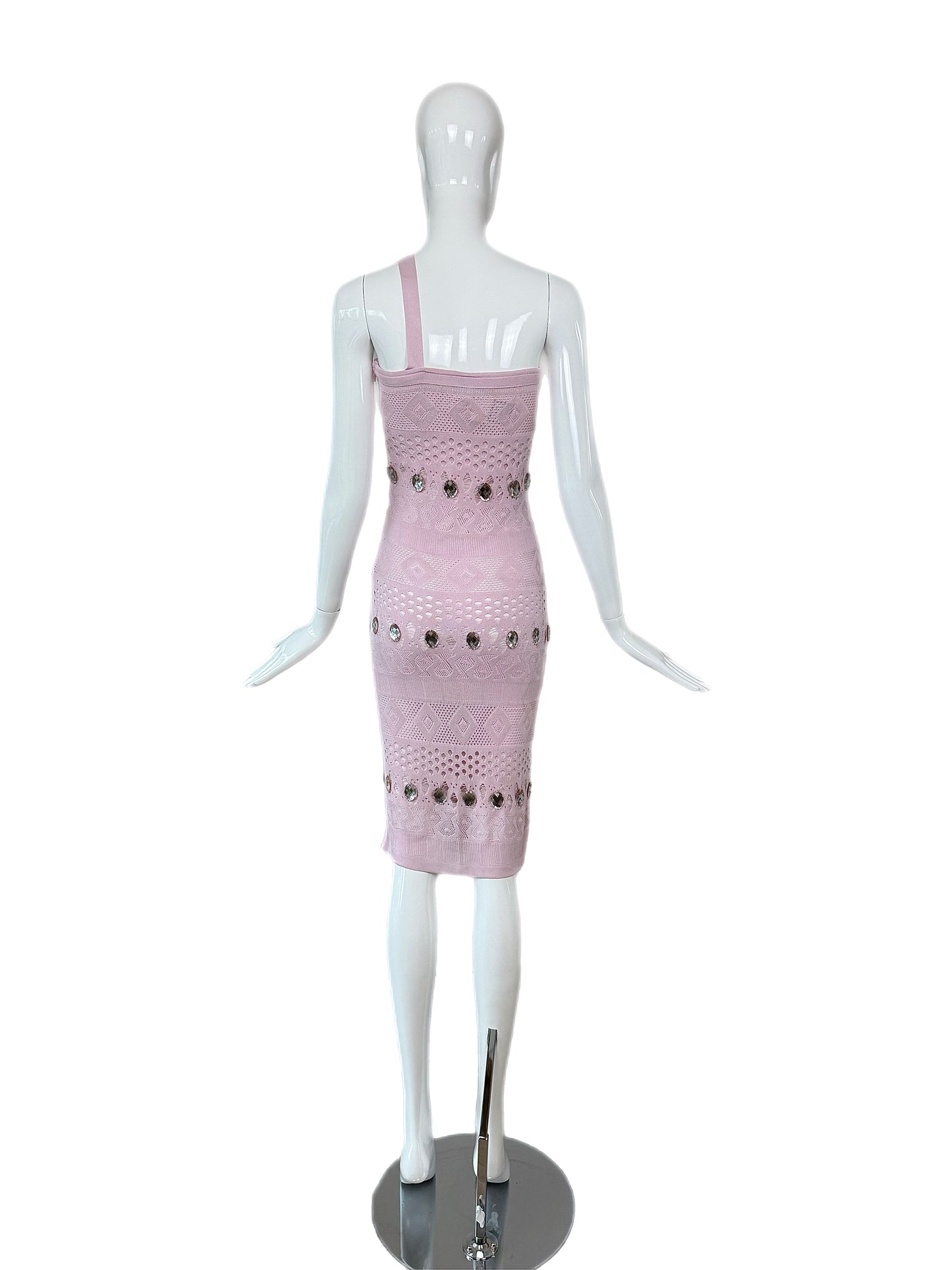 HERVE LEGER 90's Vintage Pink + Crystal Midi Dress