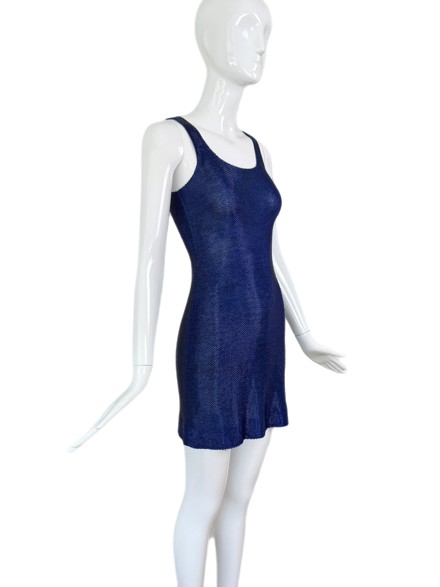 FRED HAYMAN 90's Vintage Electric Blue Beaded Mini Dress