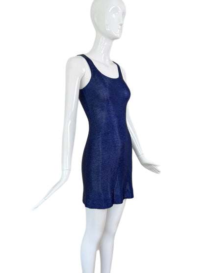 FRED HAYMAN 90's Vintage Electric Blue Beaded Mini Dress
