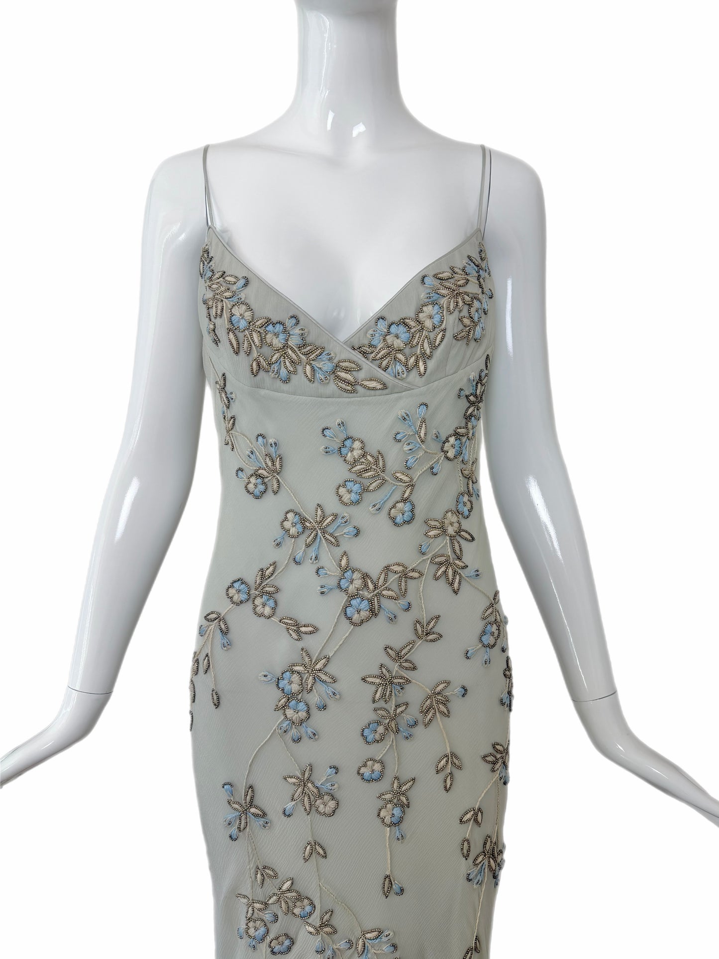 EAVIS & BROWN 90's Vintage Couture Silk Hand Beaded Embroidered Gown
