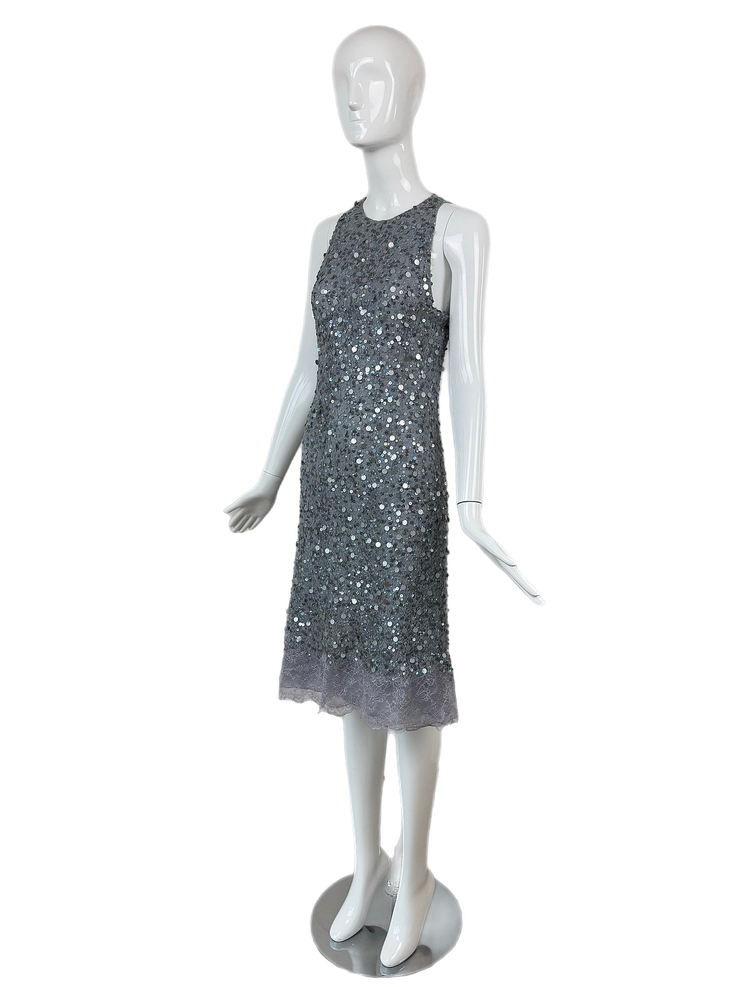 VALENTINO 00's Vintage Dusty Powder Blue Embellished Dress