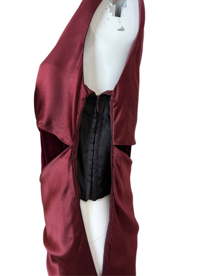 VALENTINO 2007 Vintage Runway Burgundy One Shoulder Ball Gown