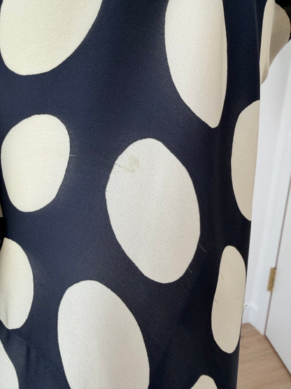 DONNA KARAN 2003 Vintage Runway Silk Midnight Blue +Ivory Polka Dot Gown