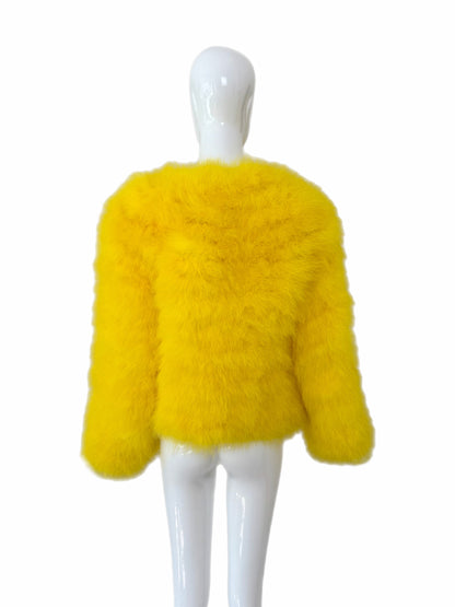 GUCCI by TOM FORD (USA ONLY) 2004 Vintage Runway Yellow Marabou Feather Jacket