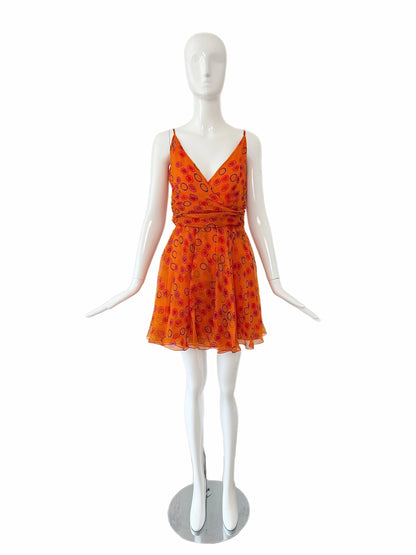 DIOR by JOHN GALLIANO 2009 Vintage Runway Silk Orange Mini Dress
