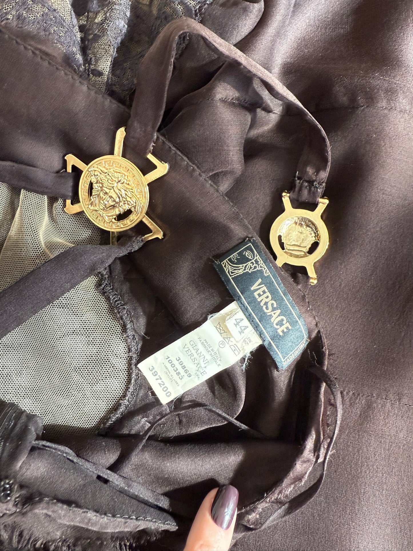 VERSACE 2005 Vintage Runway Espresso Brown Silk Dress