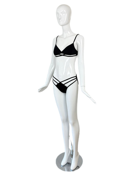 HERVE LEGER 1998 Vintage Runway Black Cut Out Bikini