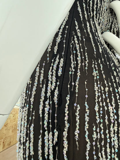 VERA WANG 1999 Vintage Iridescent Beaded & Sequin Column Evening Gown