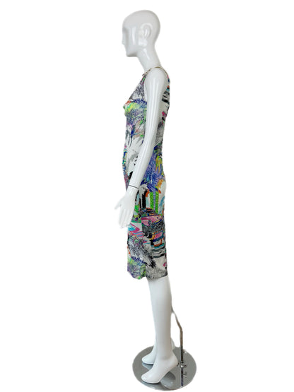 ESCADA Y2K Vintage Cowl Neck Leather Strap Dress