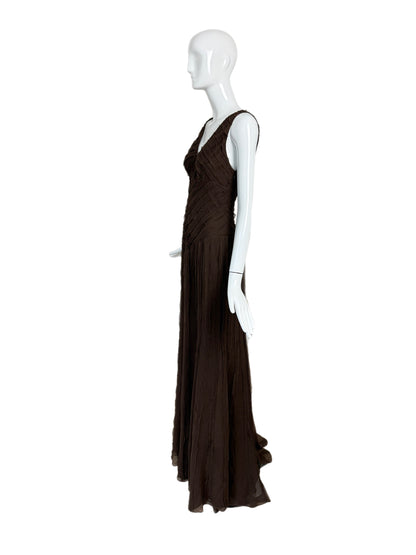 J. MENDEL 2004 Vintage Runway Chocolate Brown Silk Evening Gown