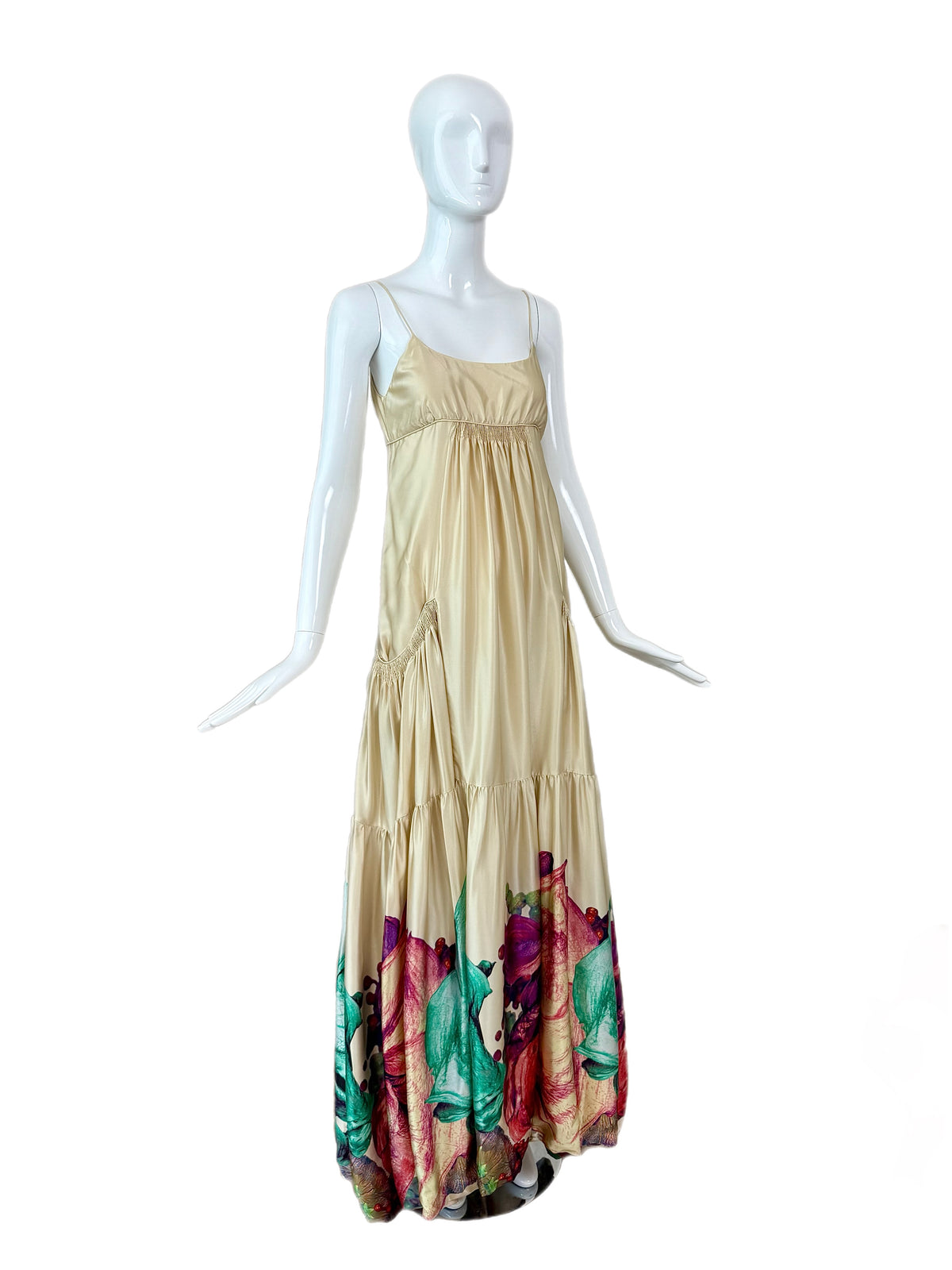ROBERTO CAVALLI 2007 Vintage Silk Bubble Hem Gown w. Pockets