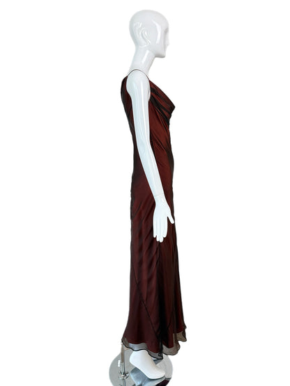 RICHARD TYLER COUTURE 90's Vintage Silk Black + Orange Gown