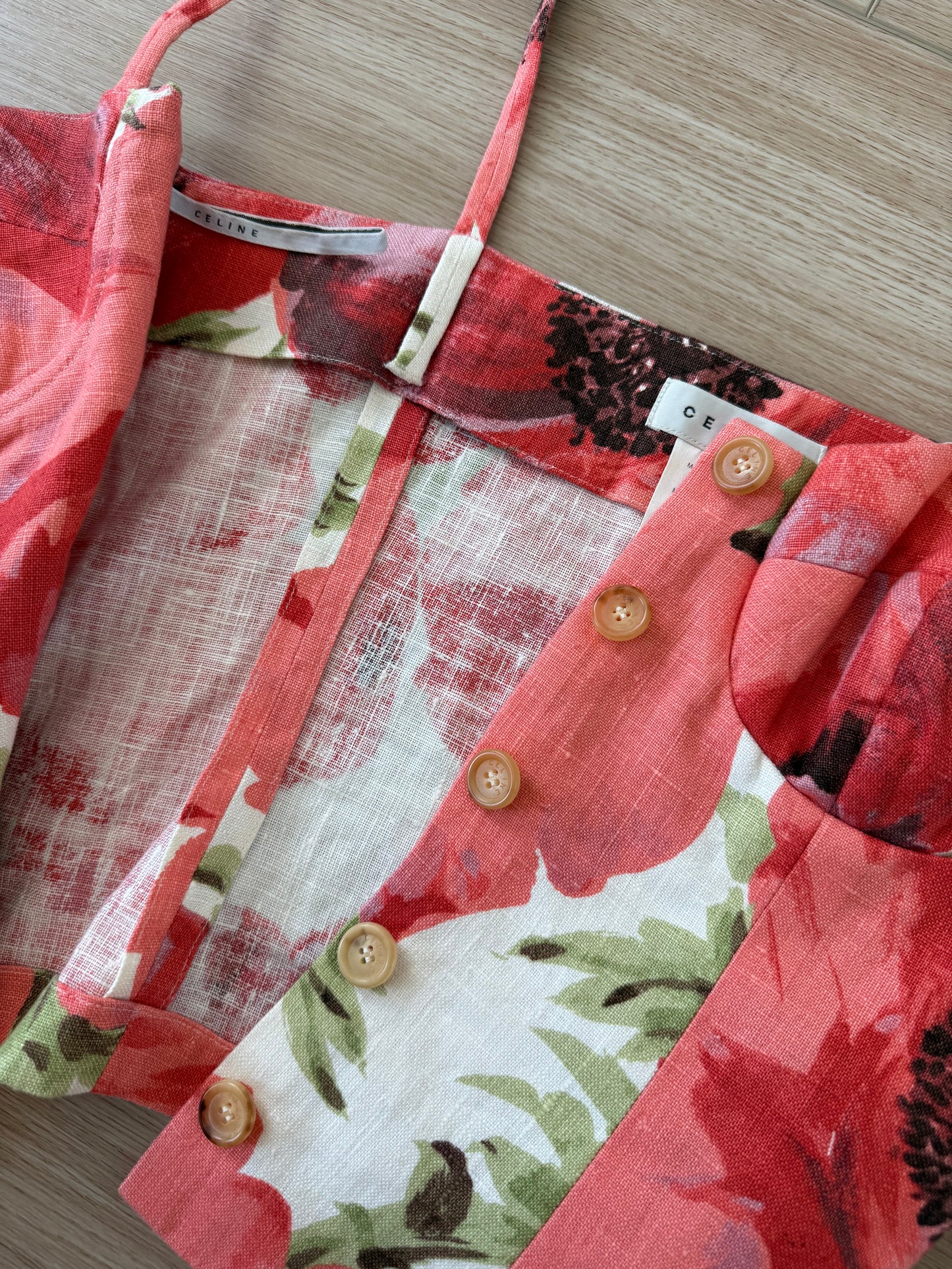 CELINE Vintage Floral Linen Bustier