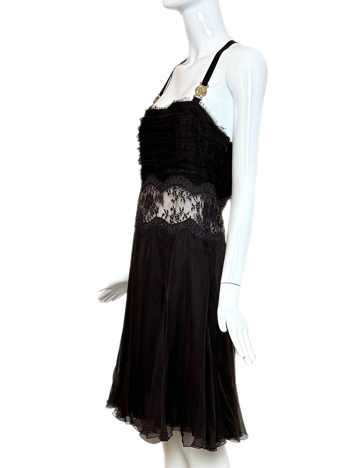 VERSACE 2005 Vintage Runway Espresso Brown Silk Dress