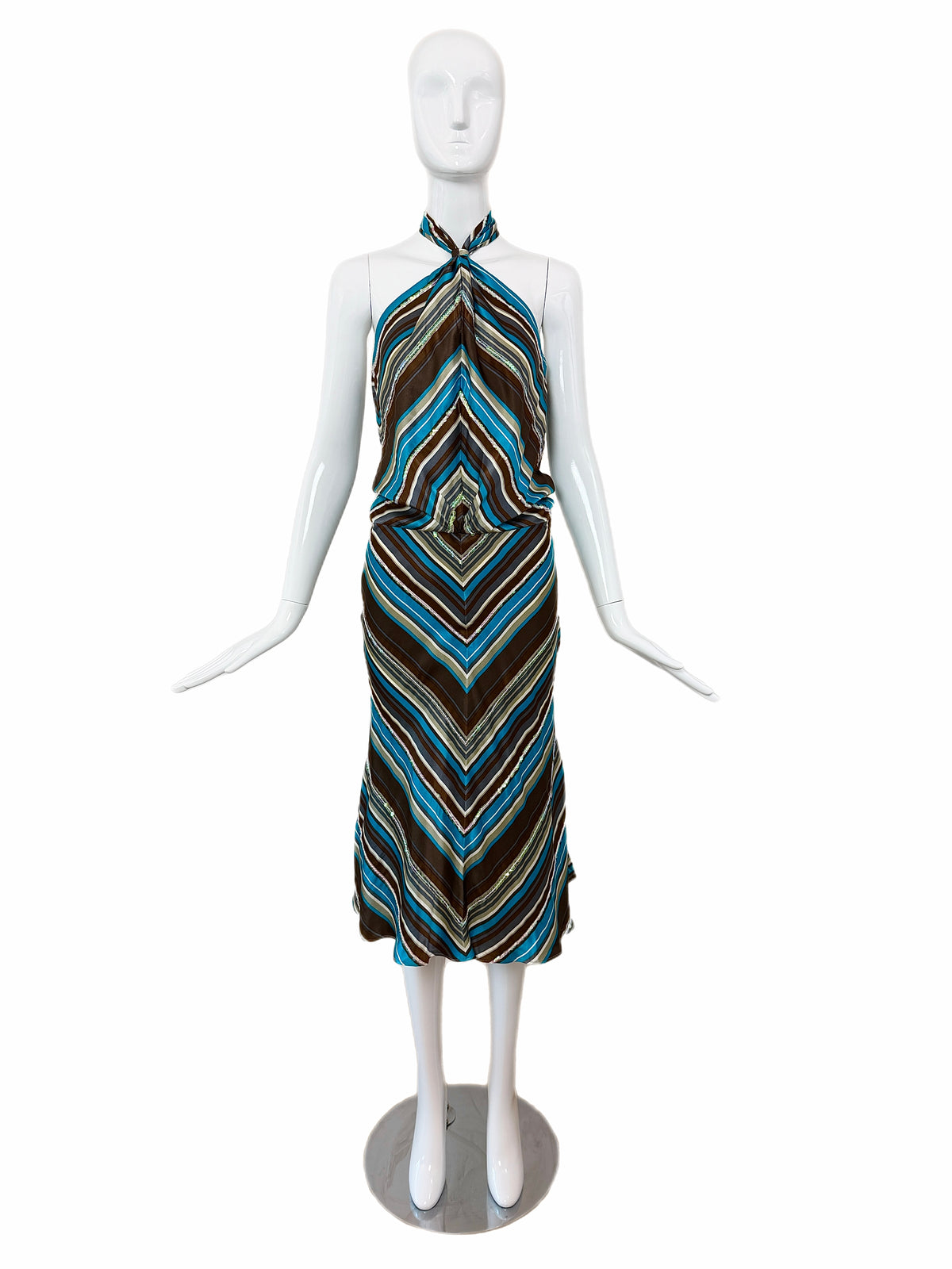 CHLOE by STELLA MCCARTNEY 2000 Vintage Silk Sequined Halter Dress