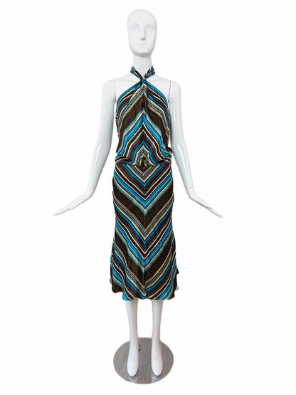 CHLOE by STELLA MCCARTNEY 2000 Vintage Silk Sequined Halter Dress