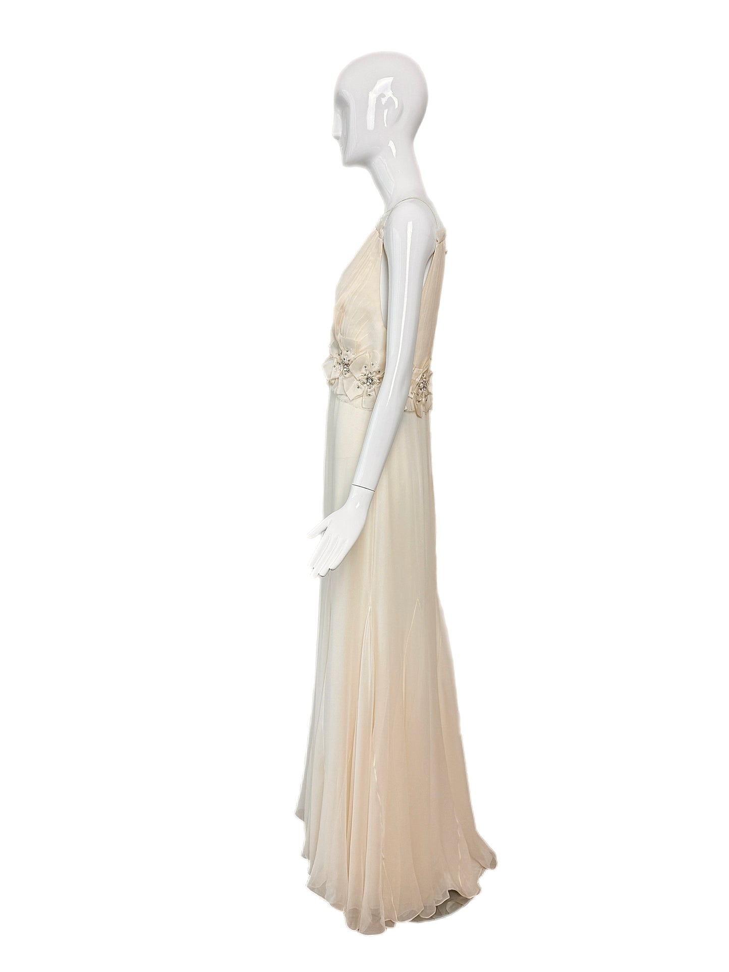 MONIQUE LHUILLIER 2007 Vintage Runway Flower Motif Bridal Gown