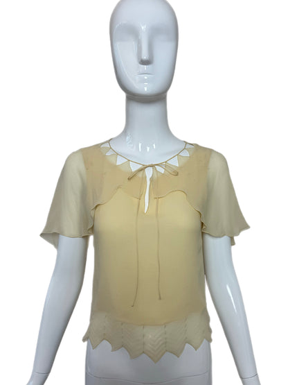 CHANEL 2003 Vintage Runway Silk Vanilla Blouse
