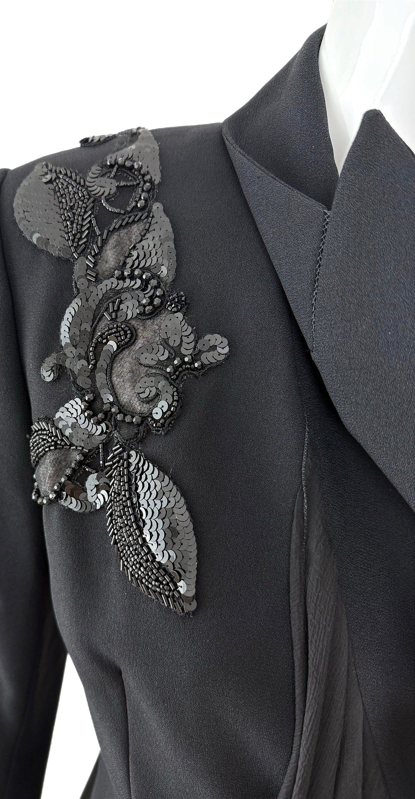 DIOR by GIANFRANCO FERRE 1995 Vintage Embellished Black Power Jacket