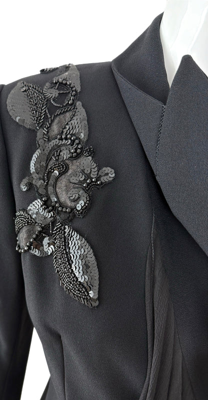 DIOR by GIANFRANCO FERRE 1995 Vintage Embellished Black Power Jacket