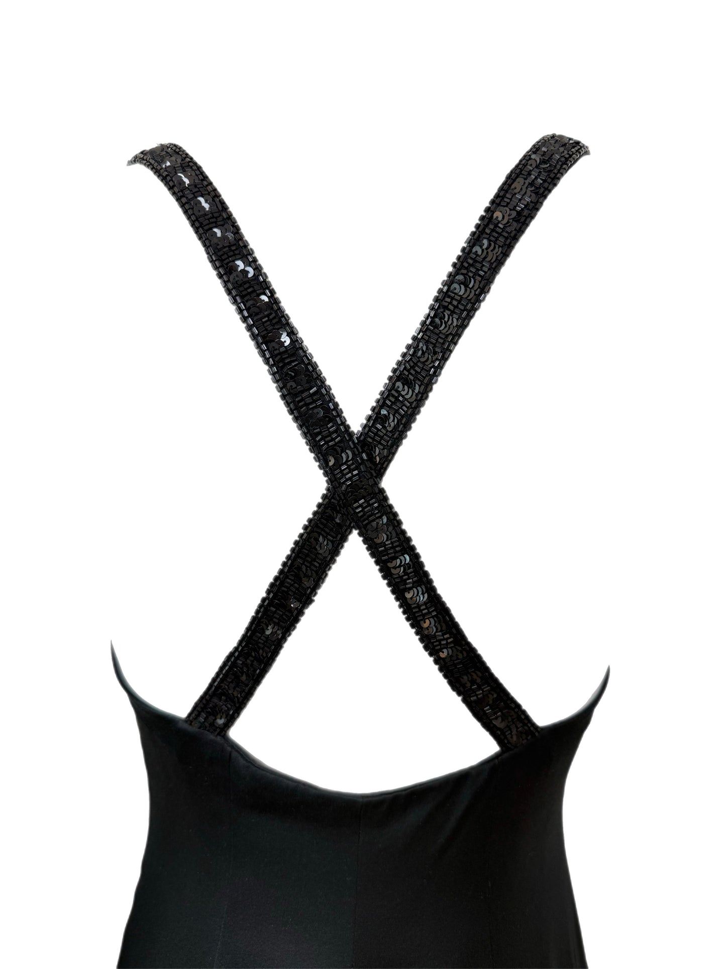 RICHARD TYLER COUTURE 1995 Vintage Runway Black Silk Beaded Evening Gown