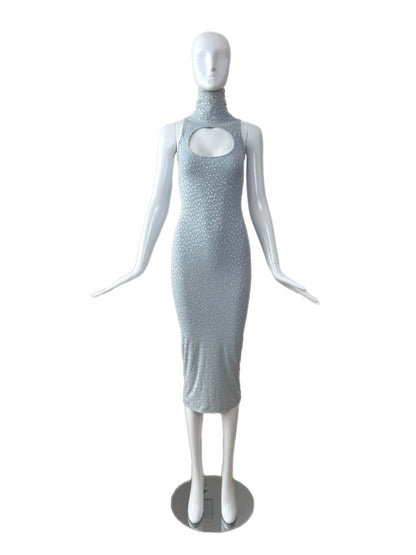 MARC BOUWER 1999 Vintage Blue Sequin Midi Dress