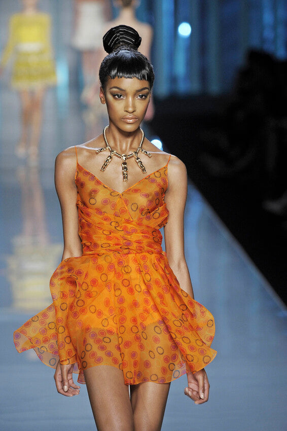 DIOR by JOHN GALLIANO 2009 Vintage Runway Silk Orange Mini Dress
