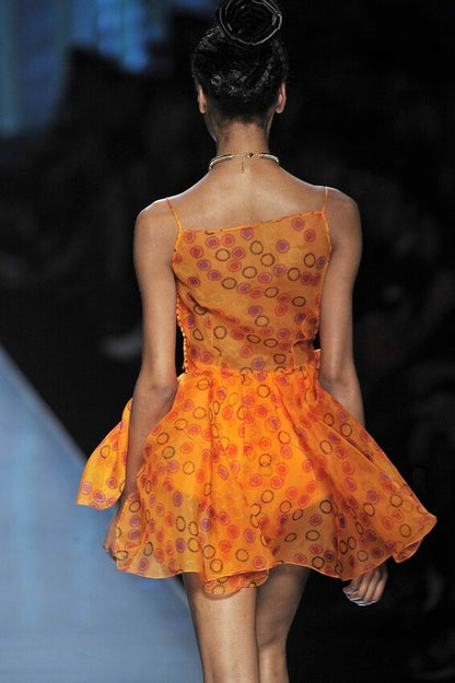 DIOR by JOHN GALLIANO 2009 Vintage Runway Silk Orange Mini Dress