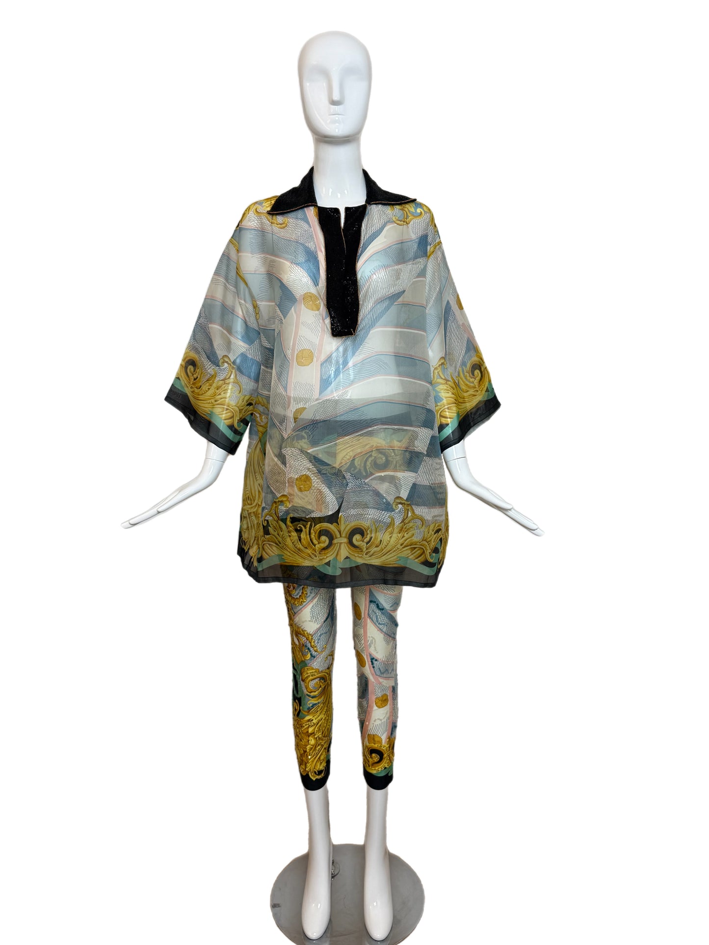 DIOR by GIANFRANCO FERRE 1993 Vintage Silk Beaded Sequin 2 Piece Ensemble