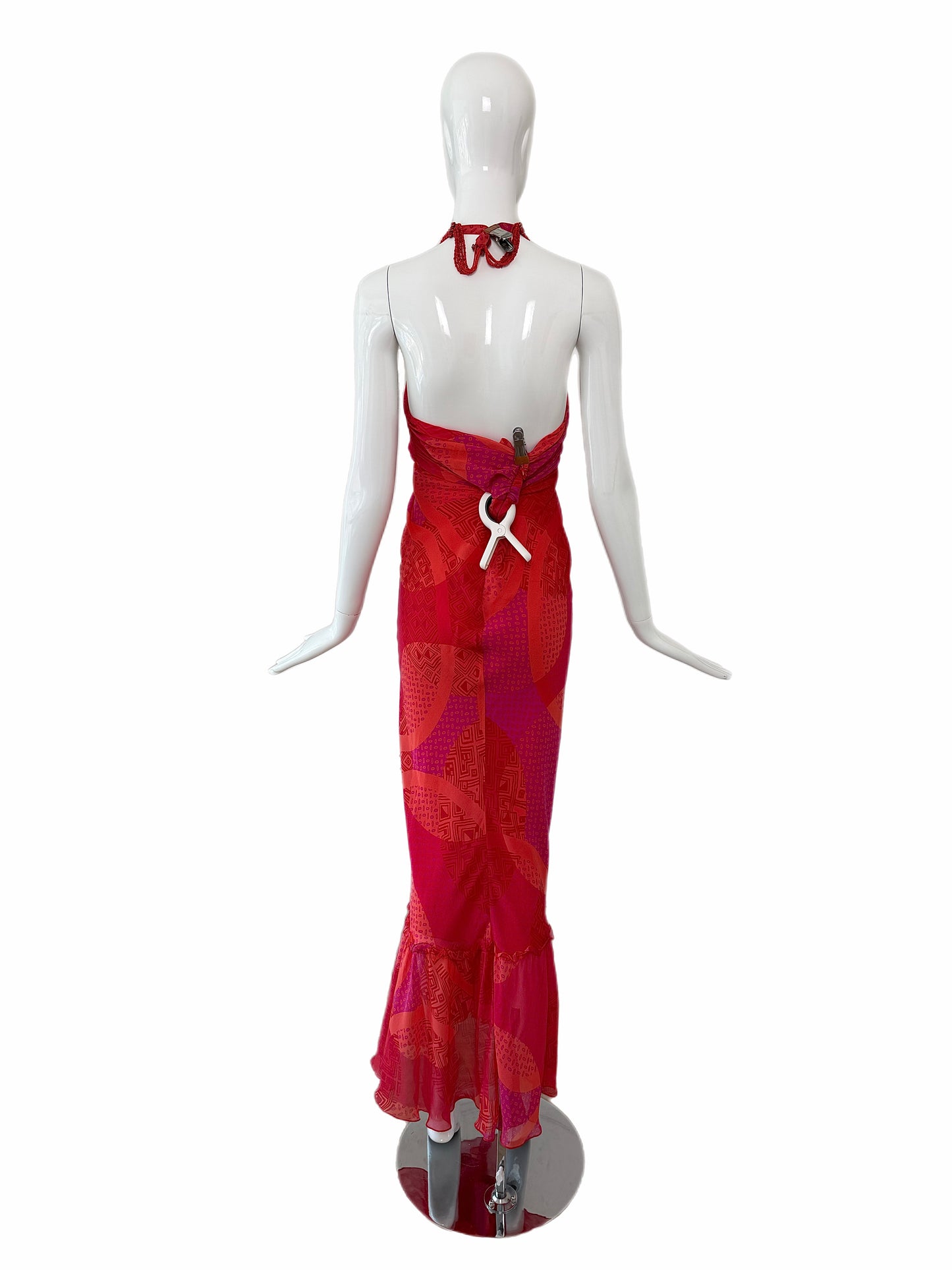 ICEBERG 2006 Vintage Runway Silk Embellished Ruffle Gown + Shawl